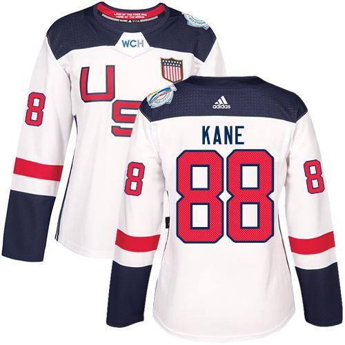 Team USA #88 Patrick Kane White 2016 World Cup Women's Stitched NHL Jersey - Click Image to Close